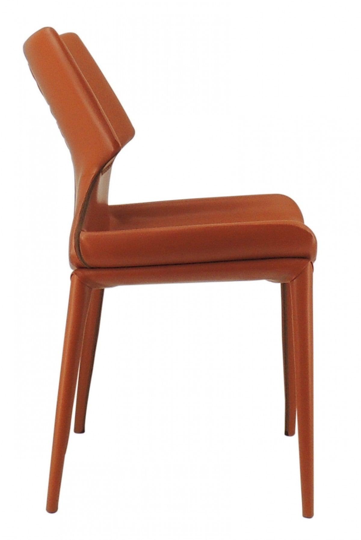 Set of Two Cognac Faux Leather Wrapped Dining Chairs - AFS