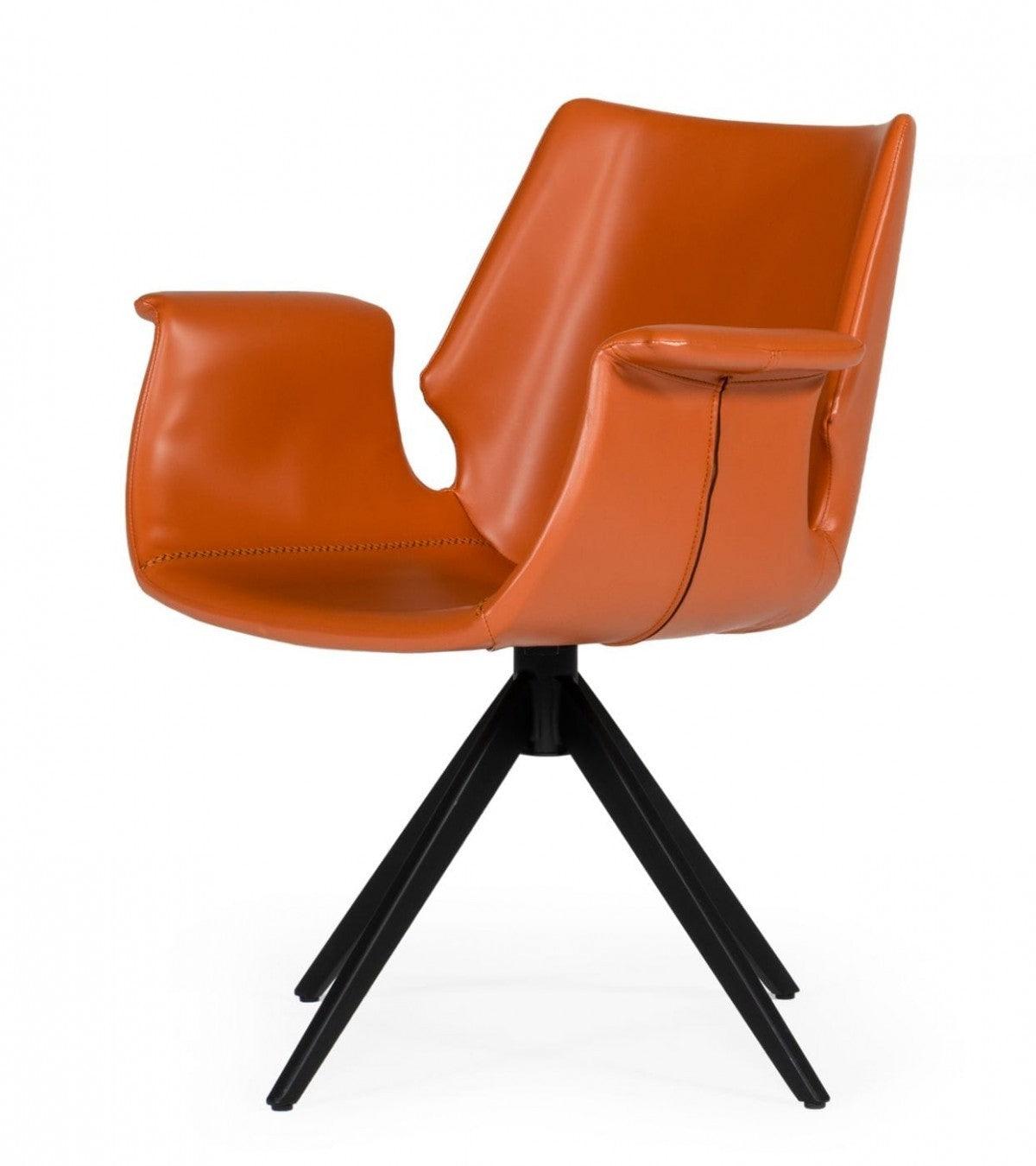 Cognac Faux Leather Dining Chair - AFS