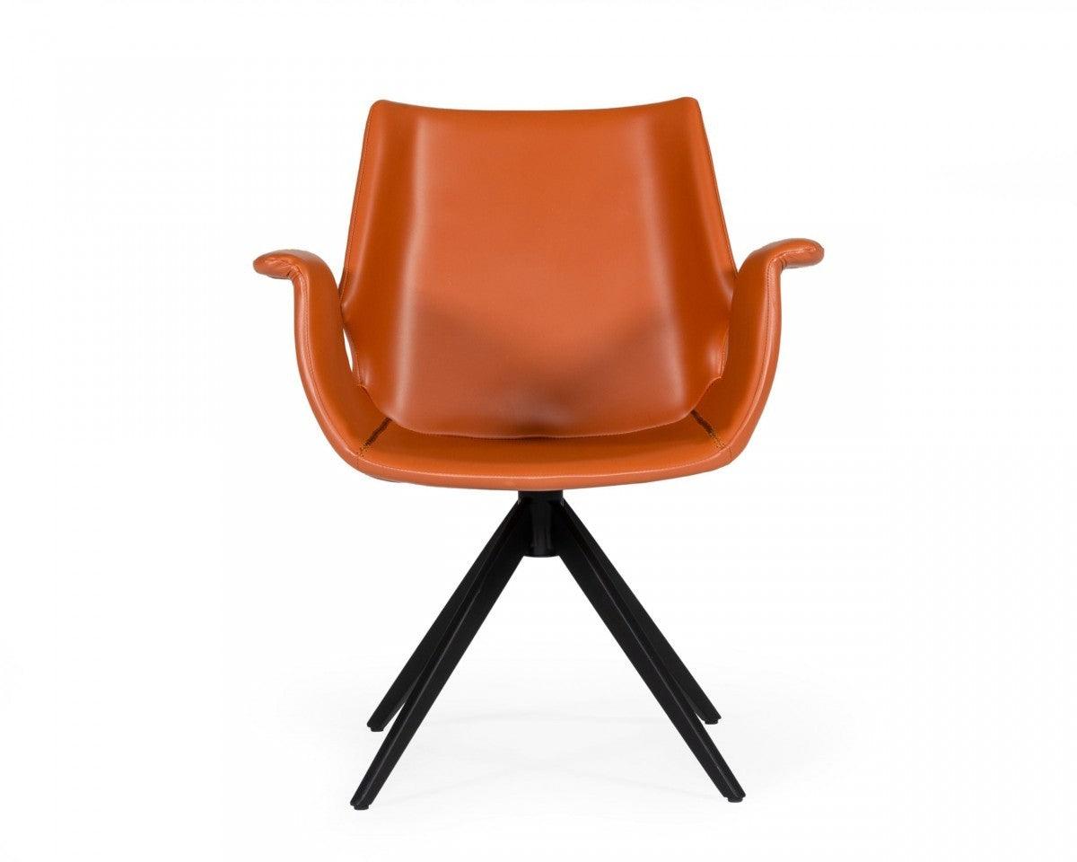 Cognac Faux Leather Dining Chair - AFS