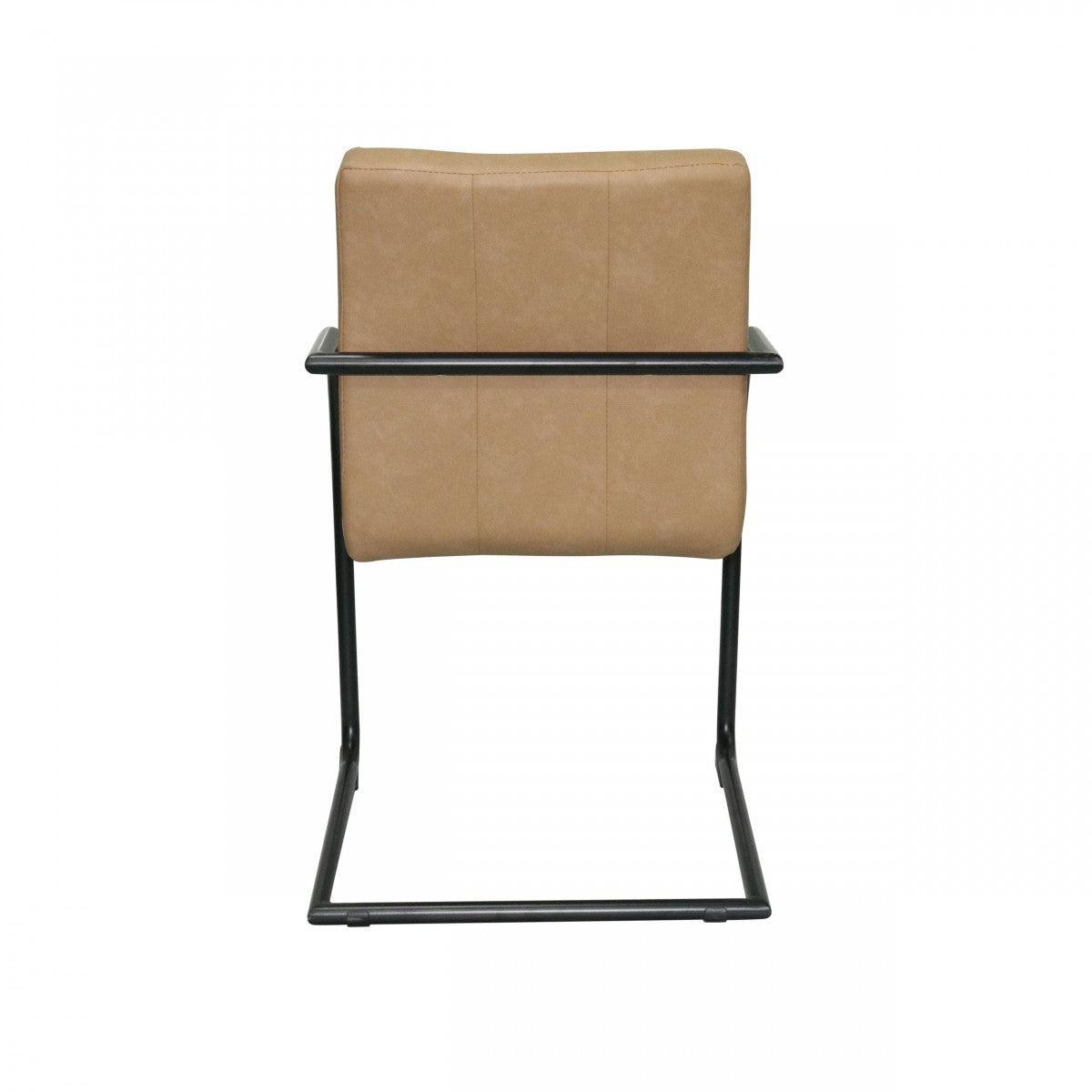 Set of Two Tan Faux Leather Industrial Dining Chairs - AFS