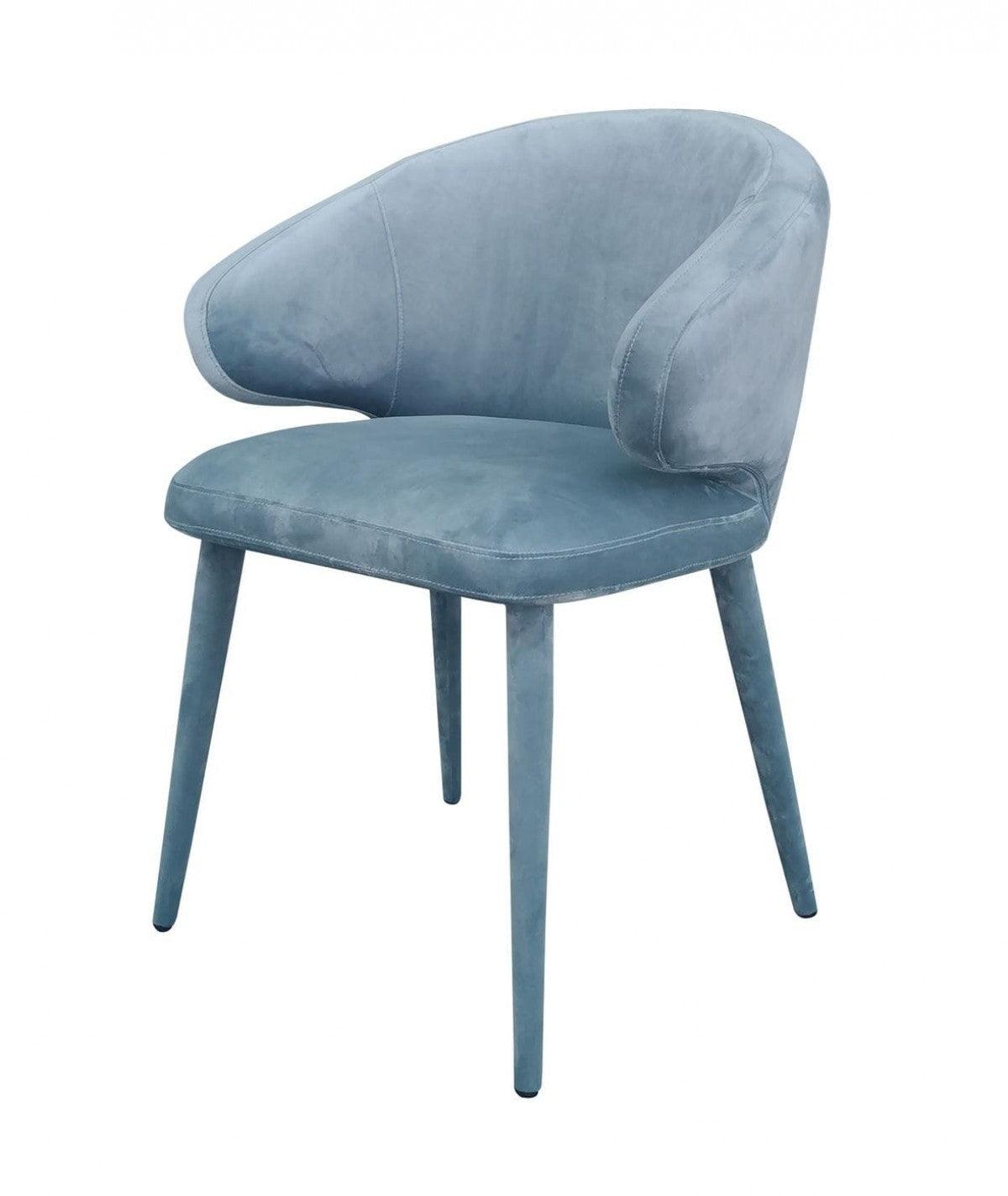 Blue Gray Fabric Wrapped Dining Chair - AFS