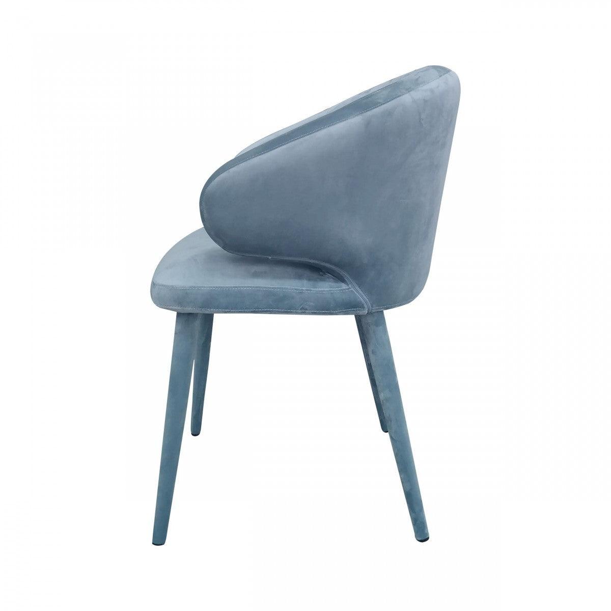 Blue Gray Fabric Wrapped Dining Chair - AFS