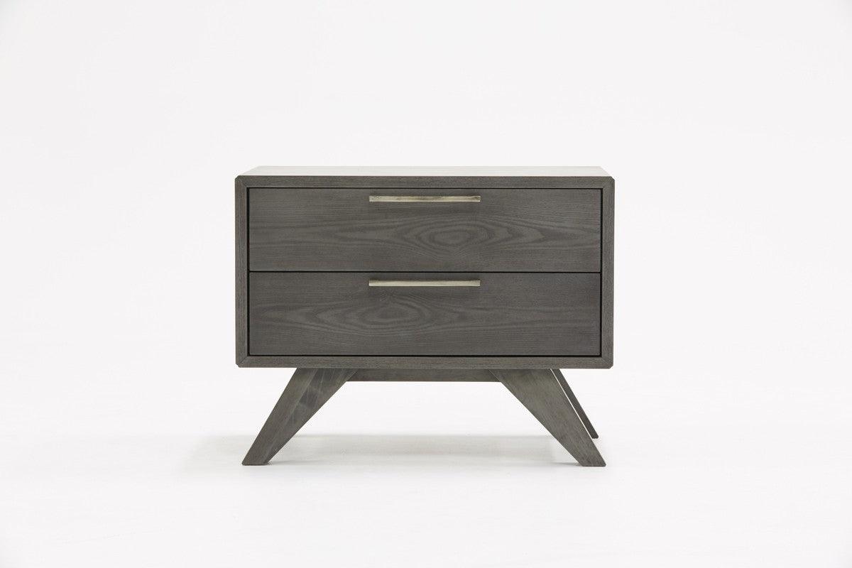 Modern Gray Wash Nightstand with Two Drawers - AFS