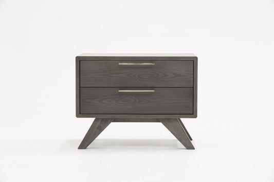 Modern Gray Wash Nightstand with Two Drawers - AFS