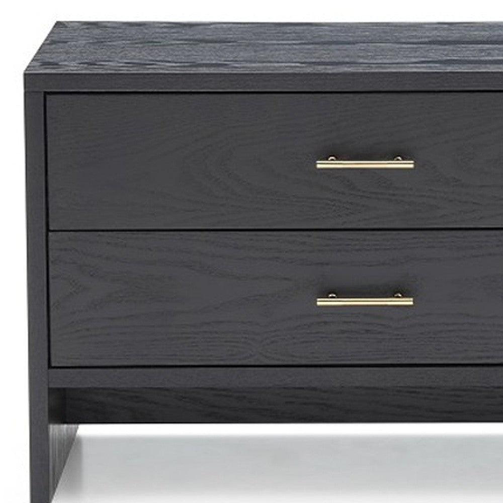 Modern Dark Gray Ash Nightstand with Two Drawers - AFS