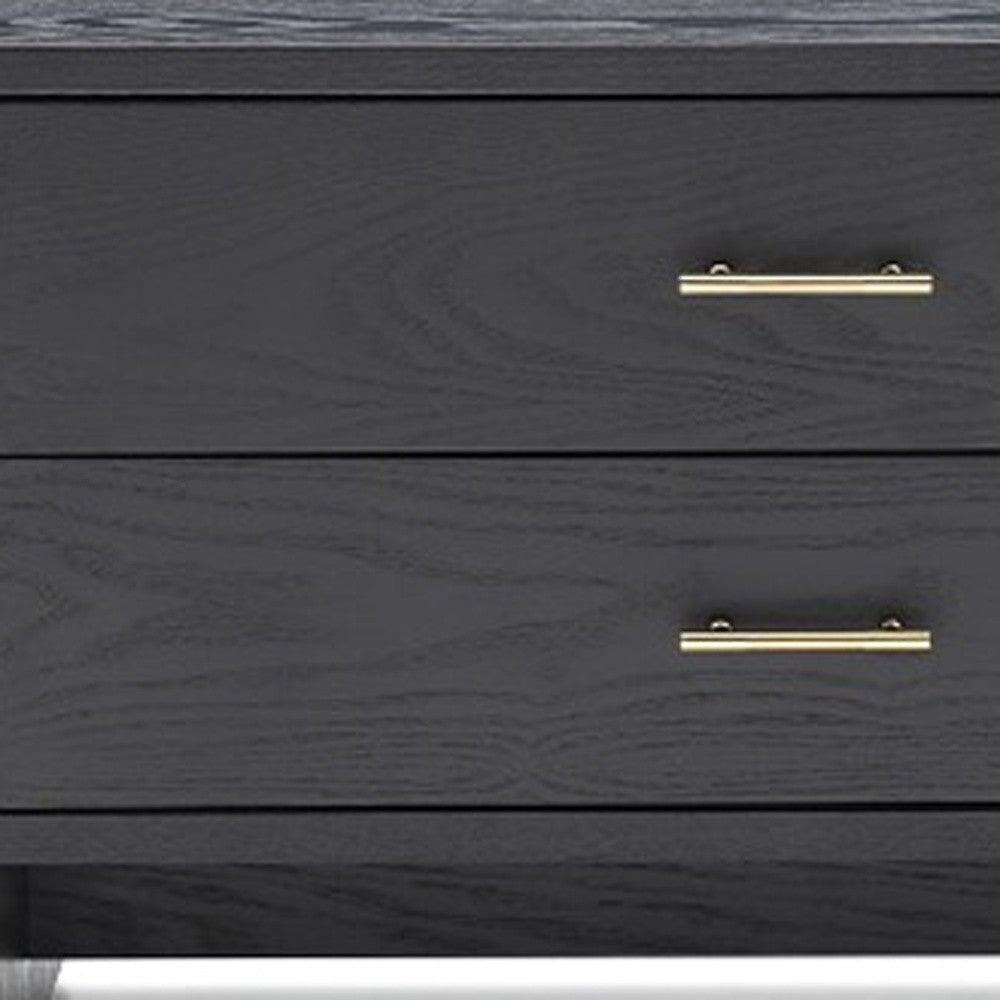 Modern Dark Gray Ash Nightstand with Two Drawers - AFS