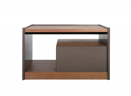 Modern Walnut Nightstand with Drawer Box and Shelf - AFS