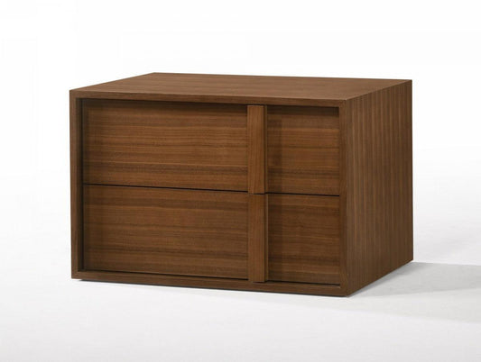 Modern Walnut Nightstand with Two Integrated Drawers - AFS