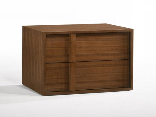 Modern Walnut Nightstand with Two Integrated Drawers - AFS