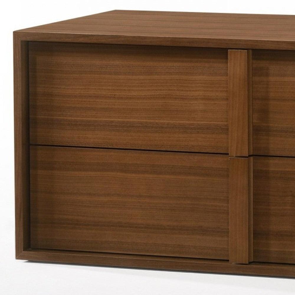 Modern Walnut Nightstand with Two Integrated Drawers - AFS