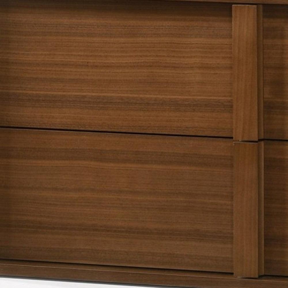 Modern Walnut Nightstand with Two Integrated Drawers - AFS