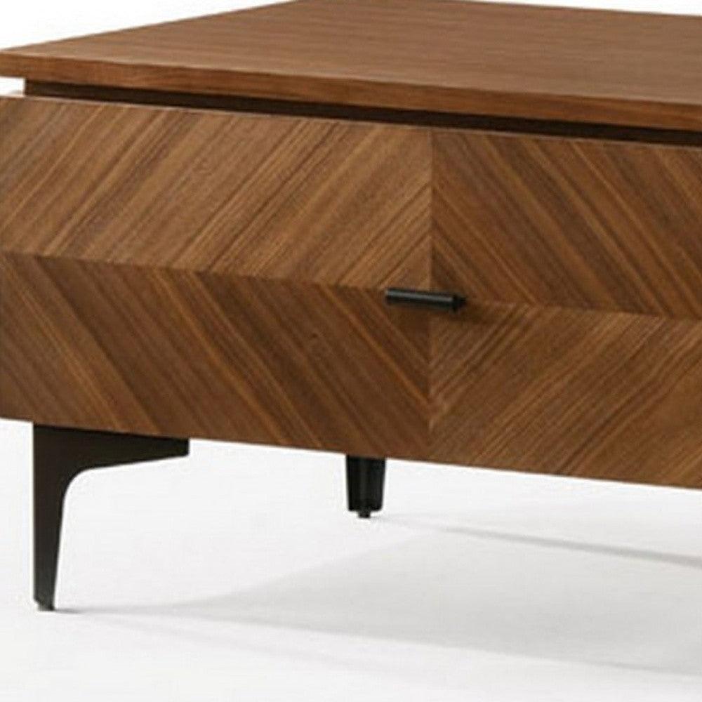 Mid Century Walnut Nightstand with Two Drawers - AFS