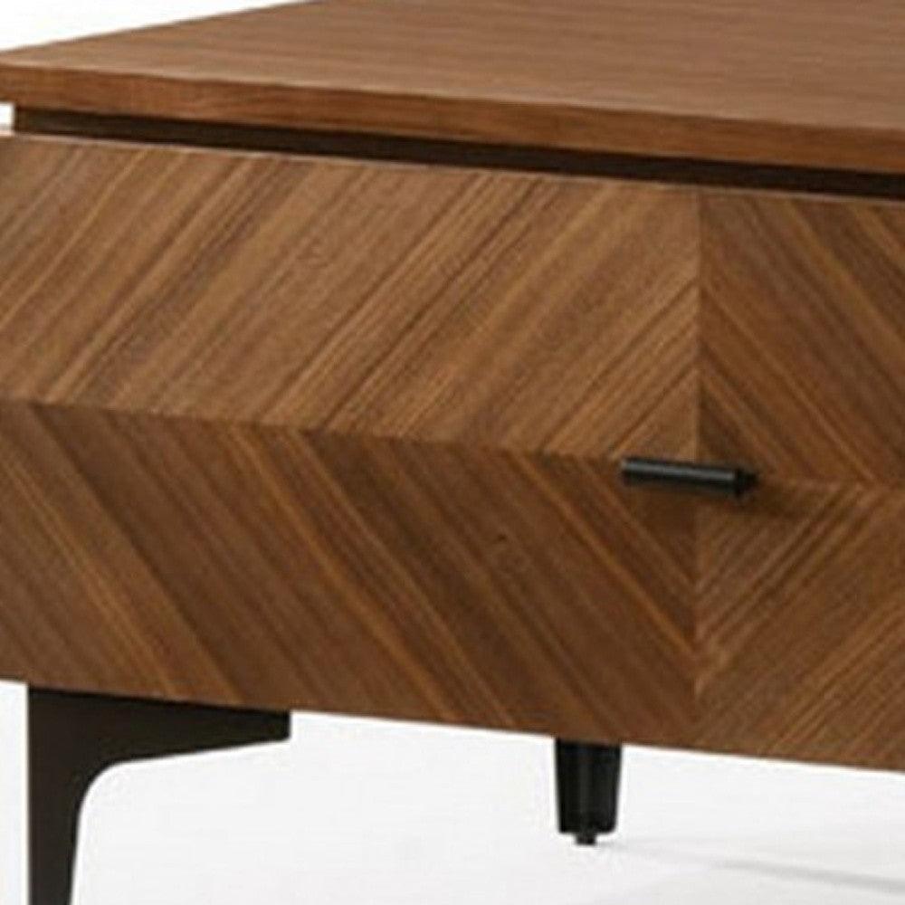 Mid Century Walnut Nightstand with Two Drawers - AFS