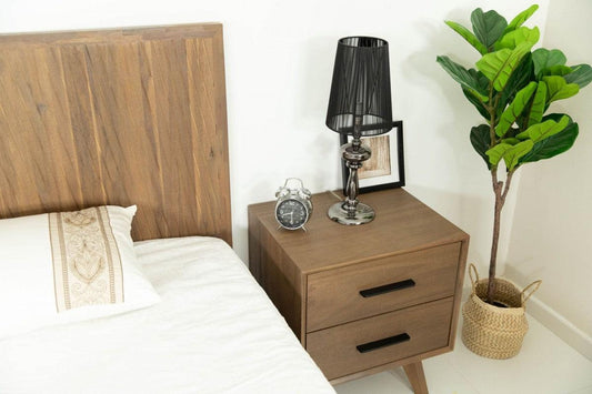 Natural Light Mocha Contemporary Nightstand with Two Drawers - AFS