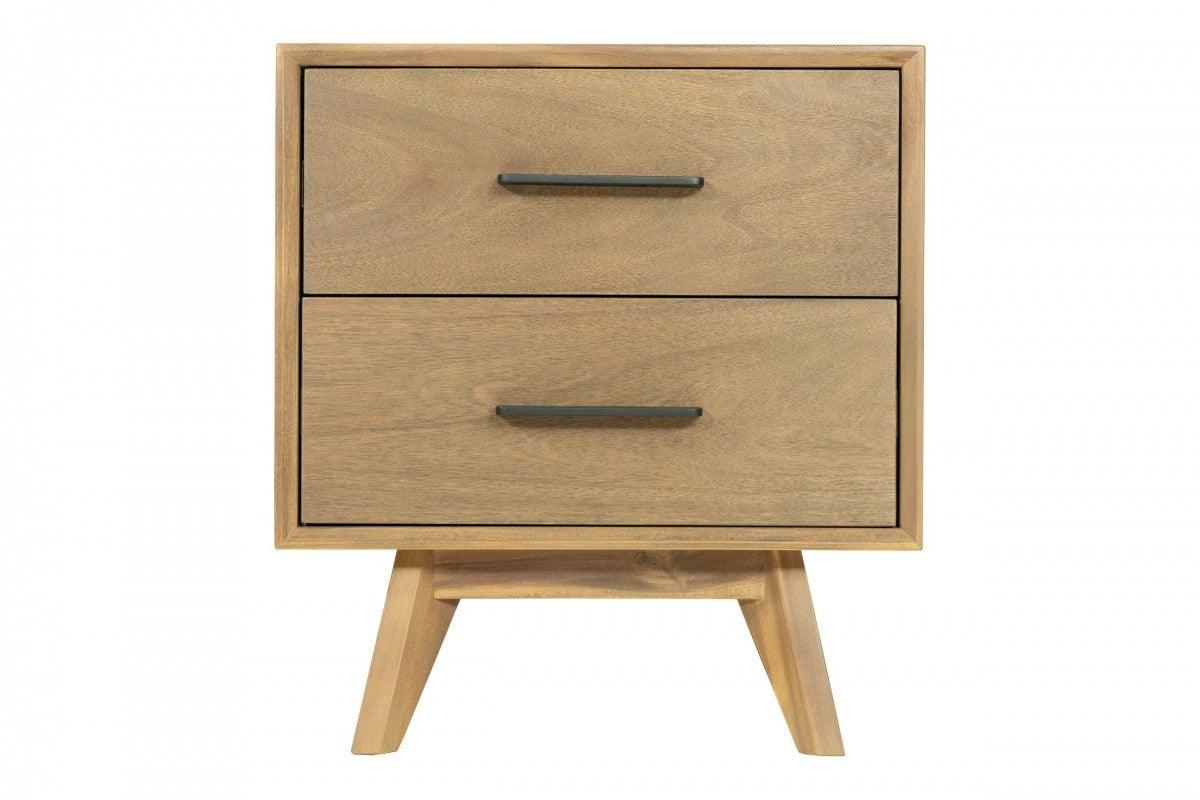 Natural Light Mocha Contemporary Nightstand with Two Drawers - AFS