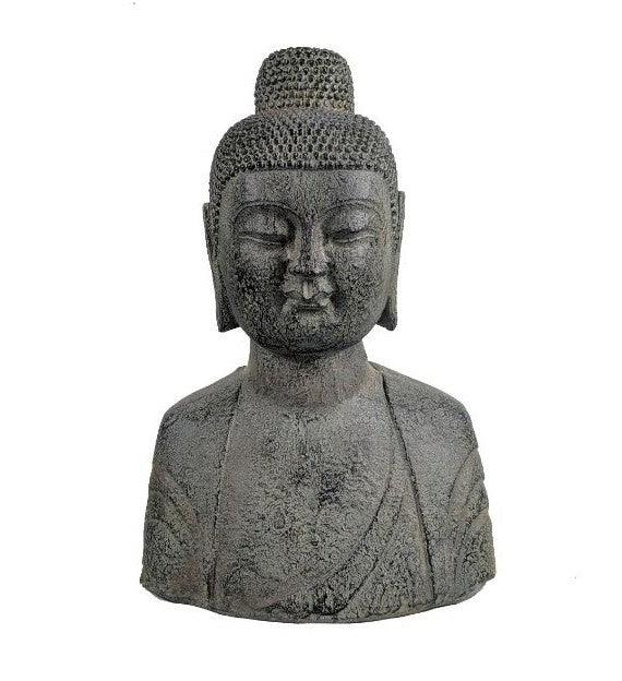 18" Classic Charcoal Budha Head Indoor Outdoor Statue - AFS