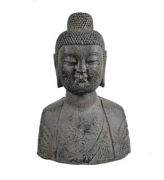 18" Classic Charcoal Budha Head Indoor Outdoor Statue - AFS