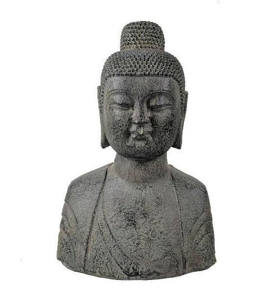 18" Classic Charcoal Budha Head Indoor Outdoor Statue - AFS