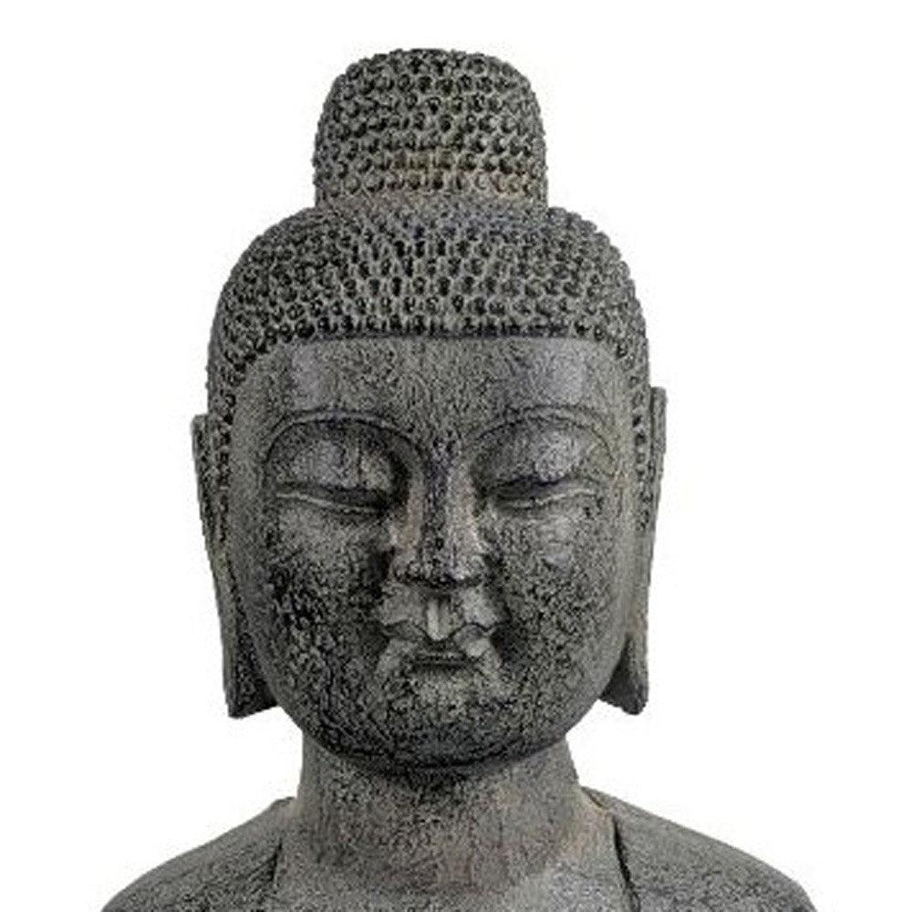 18" Classic Charcoal Budha Head Indoor Outdoor Statue - AFS