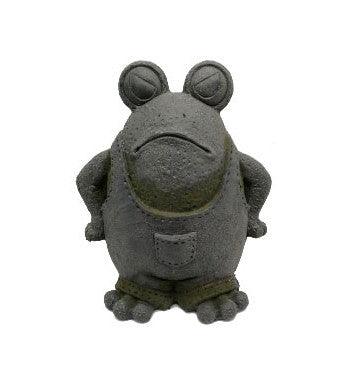 14" Gray Grumpy Frog Garden Statue - AFS