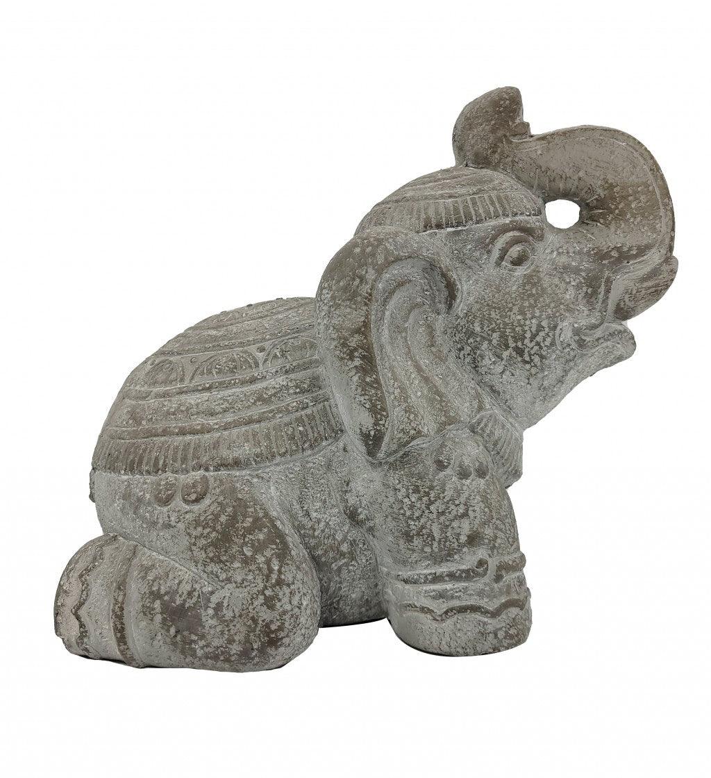 13" Rustic Elephant Indoor Outdoor Statue - AFS