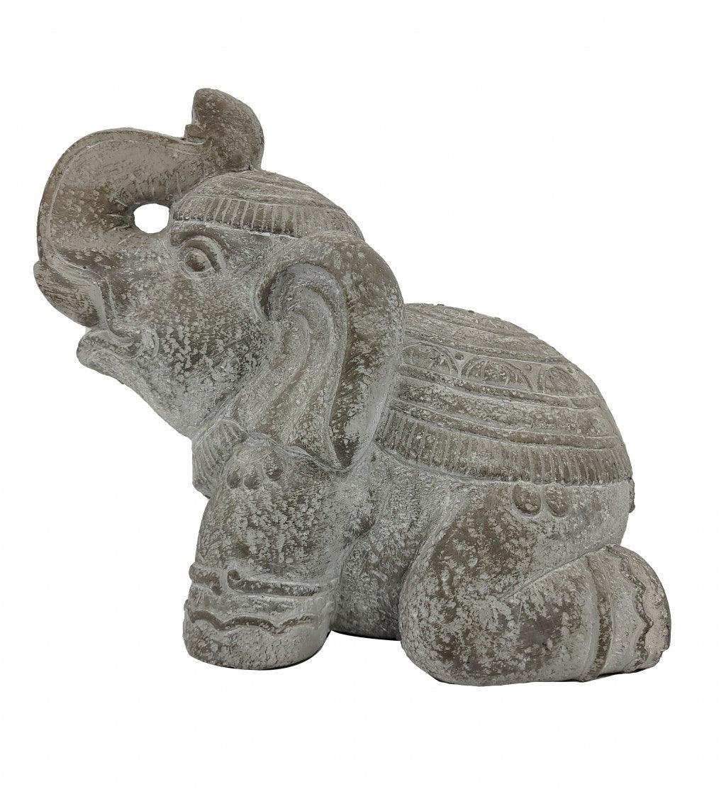 13" Rustic Elephant Indoor Outdoor Statue - AFS