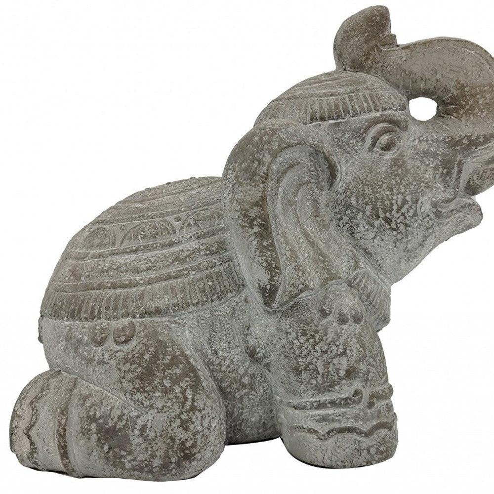 13" Rustic Elephant Indoor Outdoor Statue - AFS