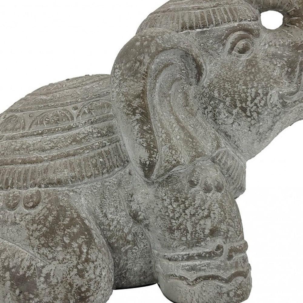 13" Rustic Elephant Indoor Outdoor Statue - AFS