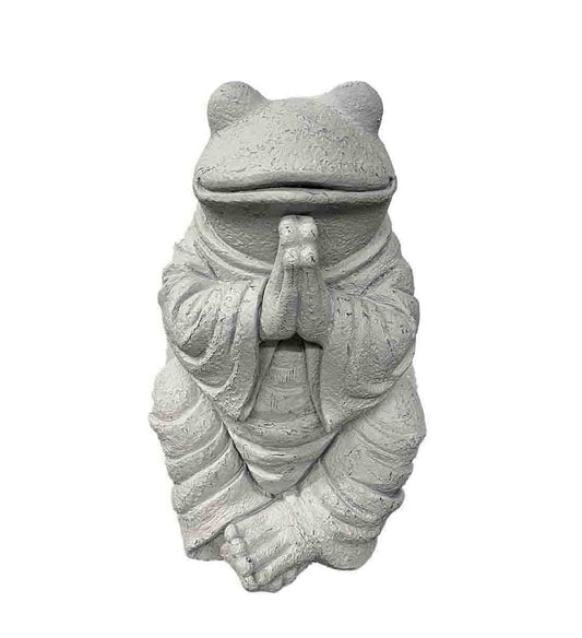 18" Light Grey Praying Frog Indoor Outdoor Statue - AFS