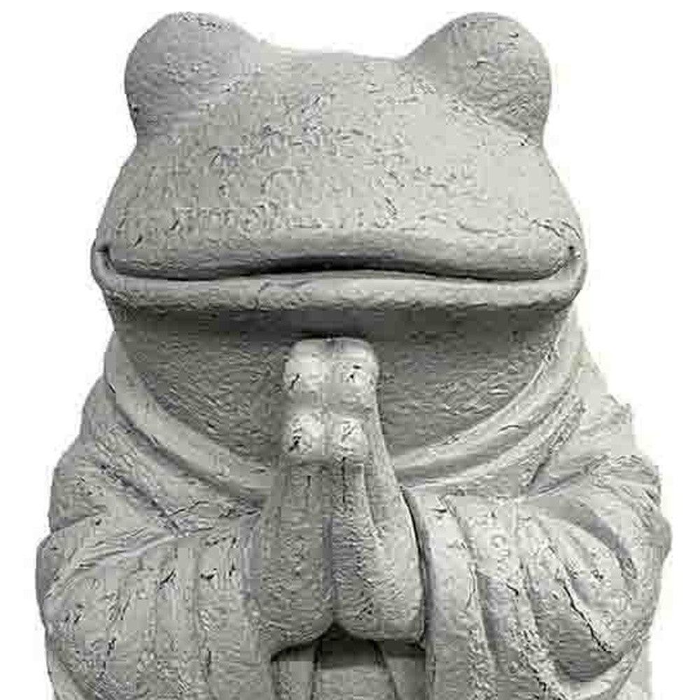 18" Light Grey Praying Frog Indoor Outdoor Statue - AFS