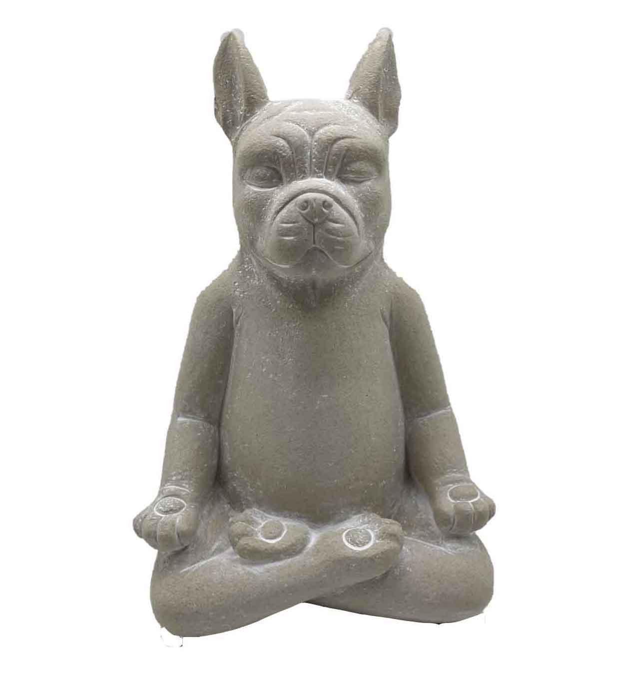 16" Cream Budha Dog Indoor Outdoor Statue - AFS