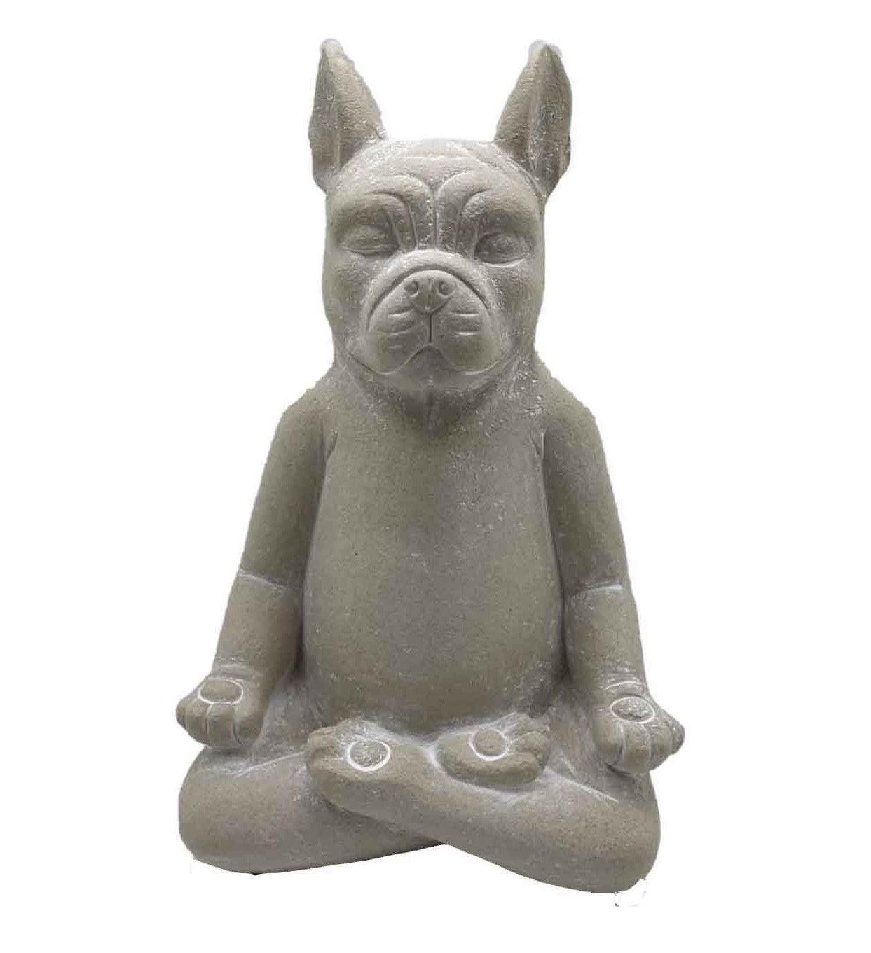 16" Cream Budha Dog Indoor Outdoor Statue - AFS