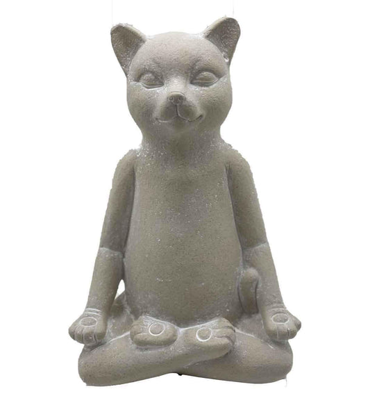 16" Cream Budha Cat Indoor Outdoor Statue - AFS