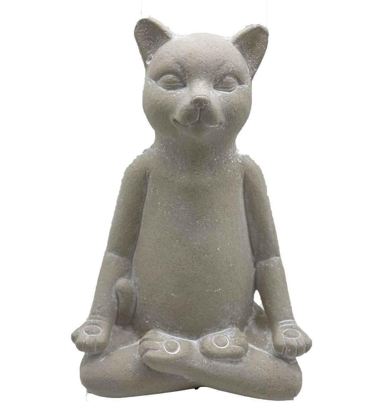 16" Cream Budha Cat Indoor Outdoor Statue - AFS