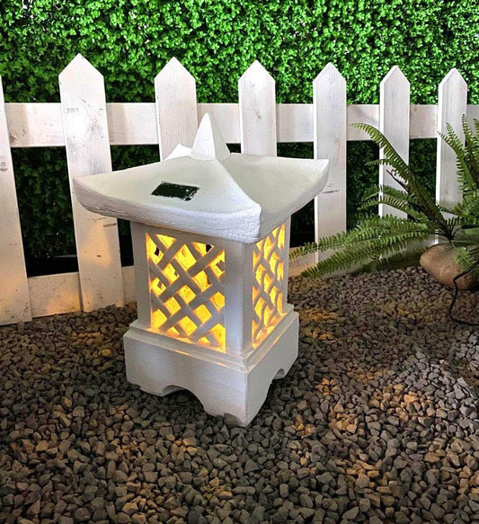 16" White Solar Pagoda Style Lantern Outdoor DÃ©cor - AFS