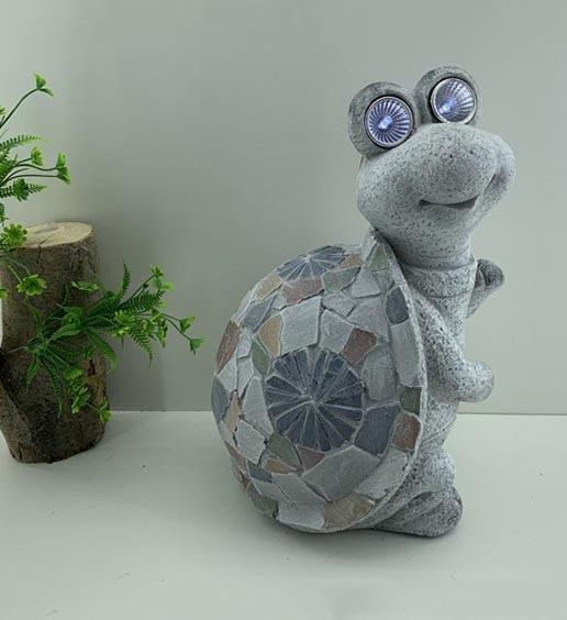 14" Grey Standing Up Snail Mosaic Tile Indoor Outdoor Statue - AFS