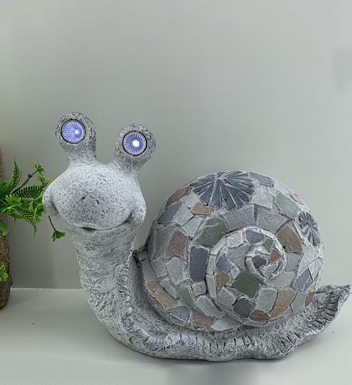 10" Grey Happy Snail Mosaic Tile Indoor Outdoor Statue - AFS