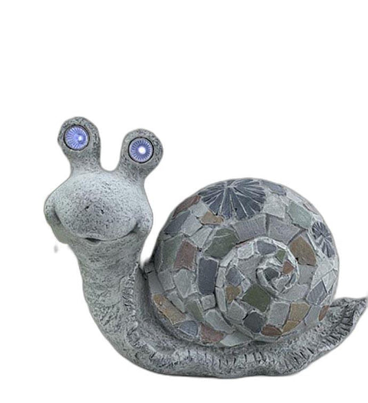 10" Grey Happy Snail Mosaic Tile Indoor Outdoor Statue - AFS