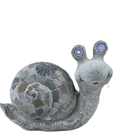 10" Grey Happy Snail Mosaic Tile Indoor Outdoor Statue - AFS