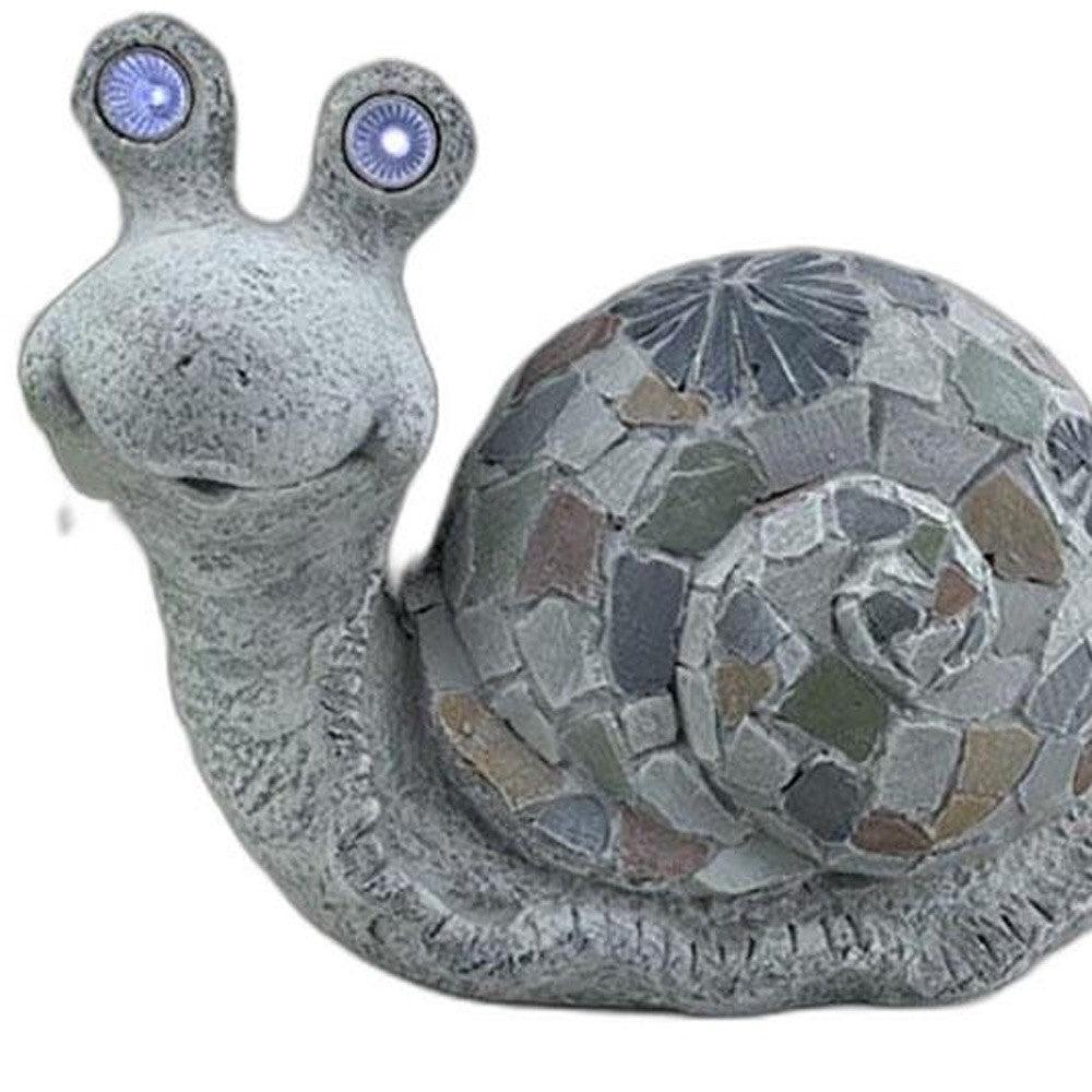 10" Grey Happy Snail Mosaic Tile Indoor Outdoor Statue - AFS