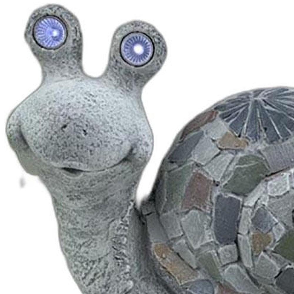 10" Grey Happy Snail Mosaic Tile Indoor Outdoor Statue - AFS