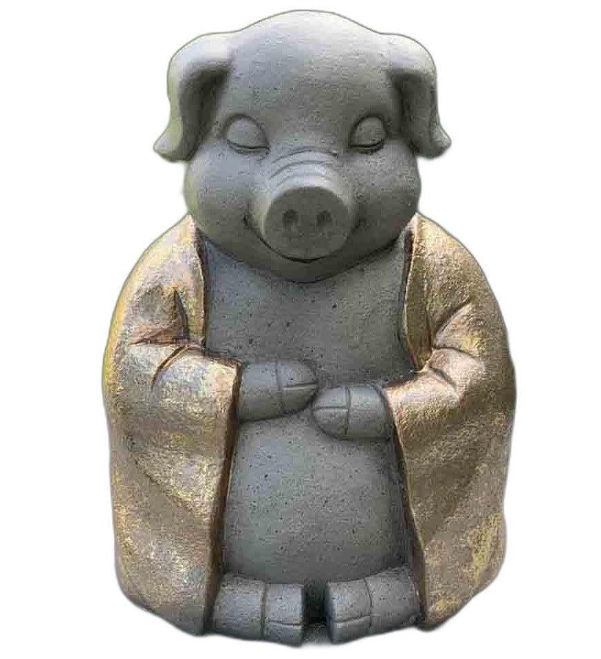 14" Golden Praying Pig Indoor Outdoor Statue - AFS