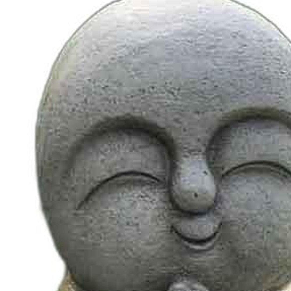 15" Gray and Gold Sweet Smiling Monk Indoor Outdoor Statue - AFS