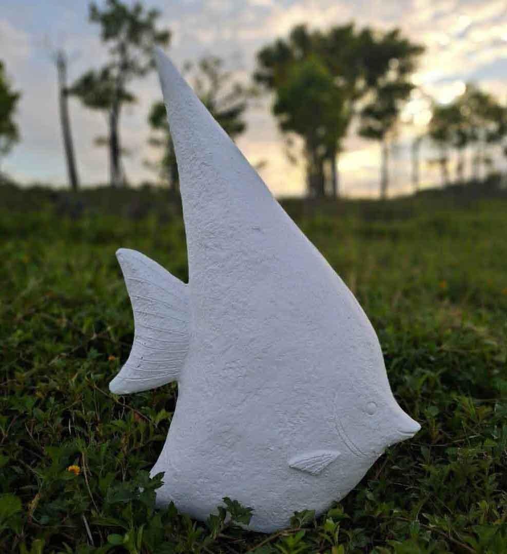 24" White Fish Indoor Outdoor Statue - AFS