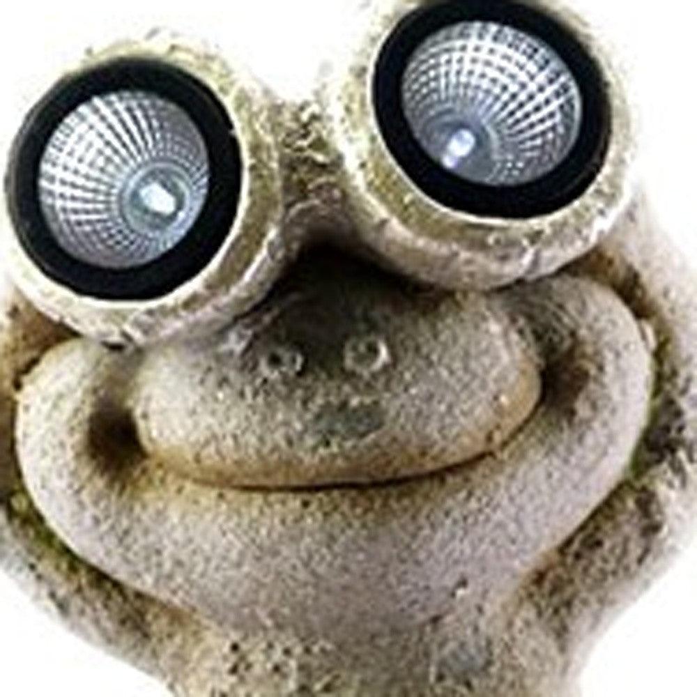 20" Two Tan Solar Eye Frogs Outdoor Statue - AFS