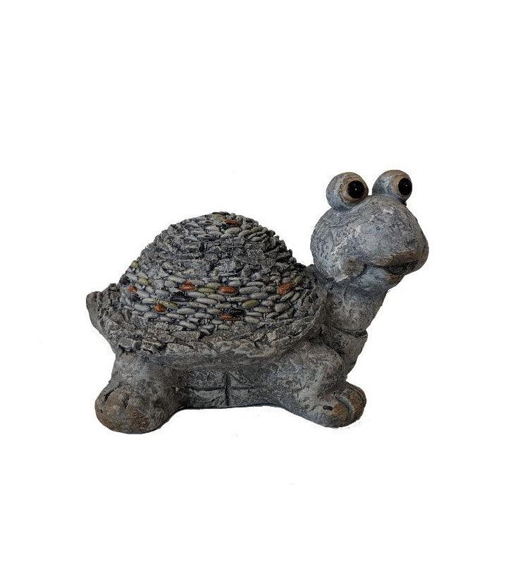 9" Rustic Gray Happy Turtle Outdoor Statue - AFS