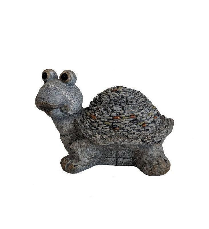 9" Rustic Gray Happy Turtle Outdoor Statue - AFS