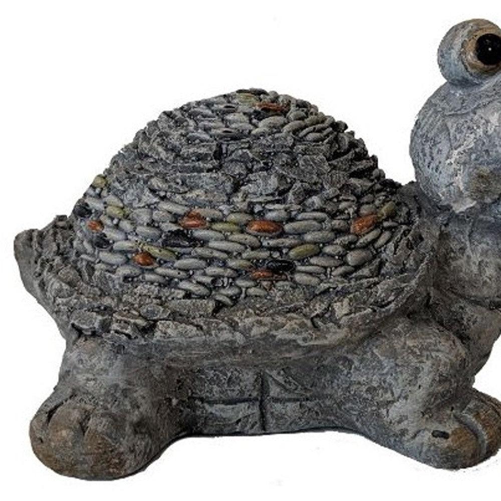 9" Rustic Gray Happy Turtle Outdoor Statue - AFS