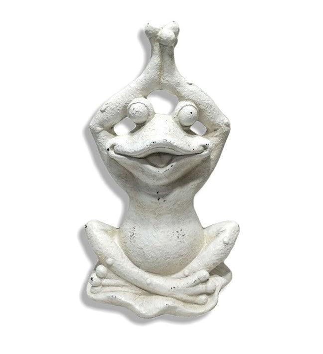 20" White Yoga Frog Indoor Outdoor Statue - AFS