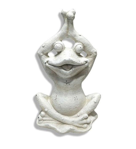 20" White Yoga Frog Indoor Outdoor Statue - AFS